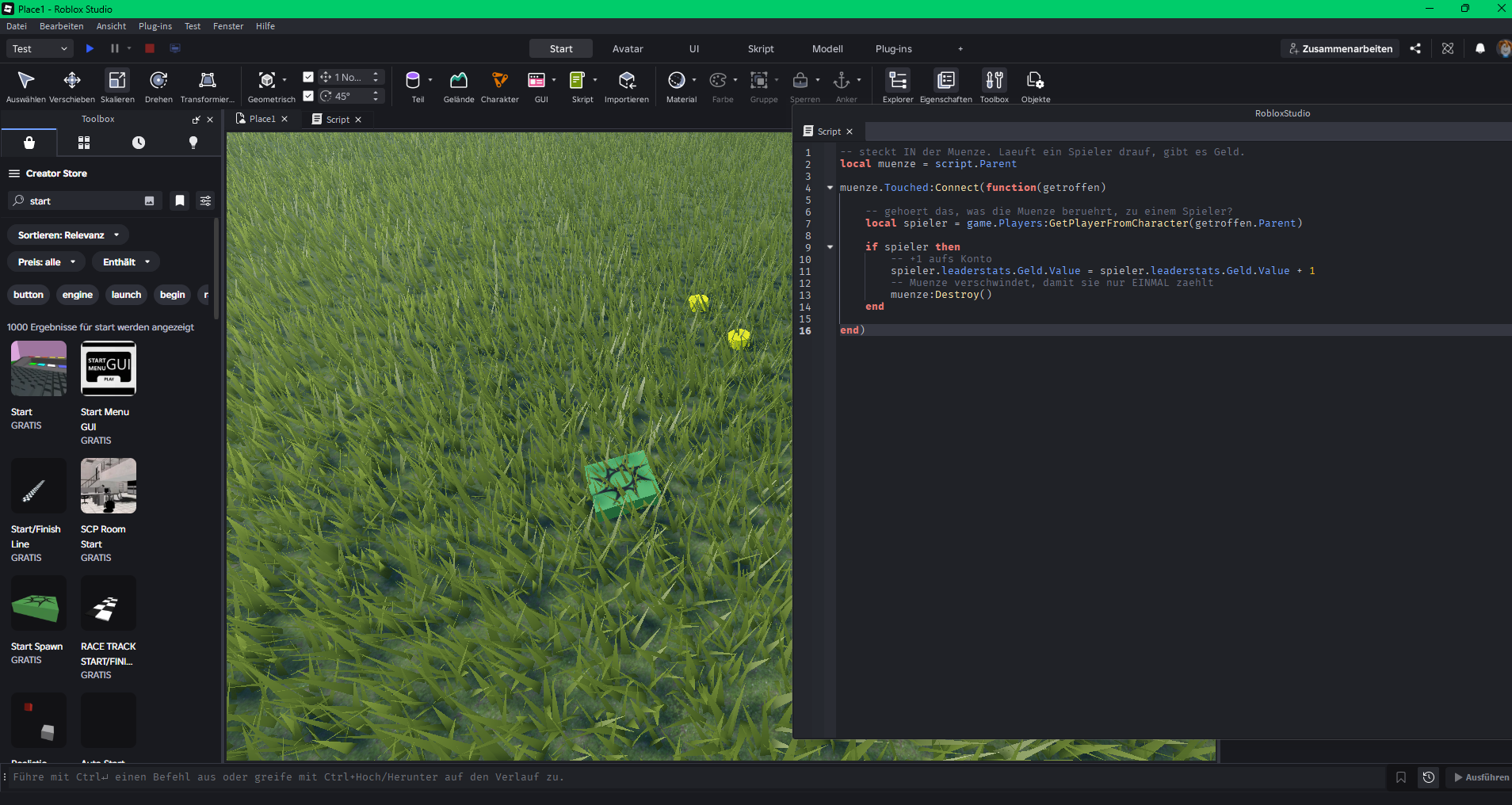 Der LocalScript sitzt in StarterGui